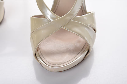 Louis Vuitton Patent Calfskin Oh Really Peep Toe Sandal Pumps 40 Ivory 15 of 18