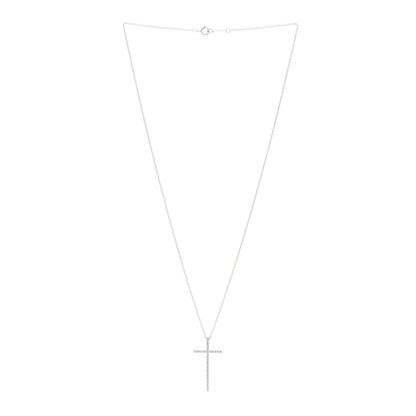 Tiffany 18K White Gold Diamond Metro Cross Pendant Necklace 3 of 6