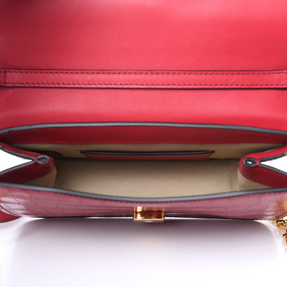 Chloe Calfskin Crocodile Embossed C Clutch With Chain Red 5 of 9