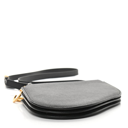 Christian Dior Grained Calfskin Saddle Pouch With Strap Black 4 of 10