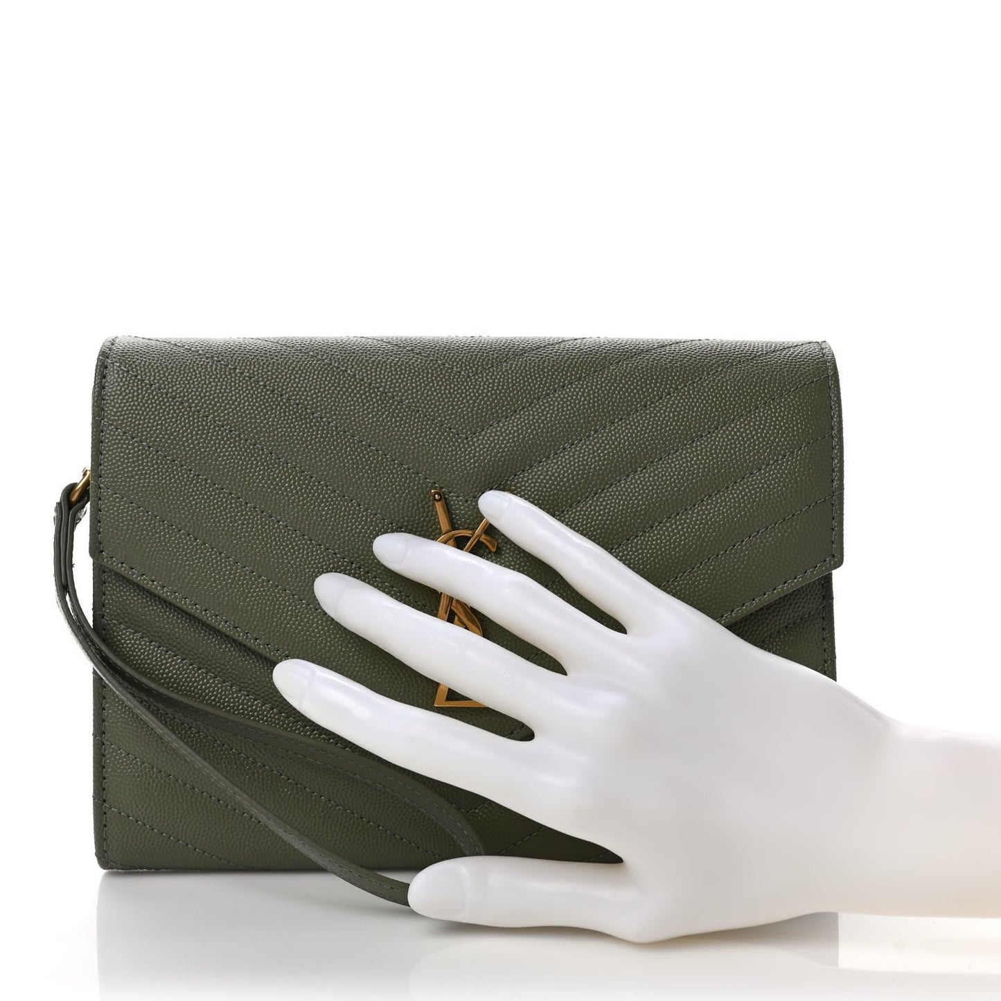 Grain De Poudre Matelasse Chevron Monogram Envelope Clutch Light Sage
