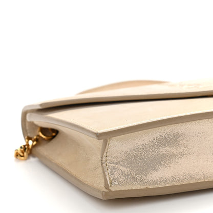 Saint Laurent Metallic Fabric Monogram Envelope Chain Wallet Champagne 8 of 12