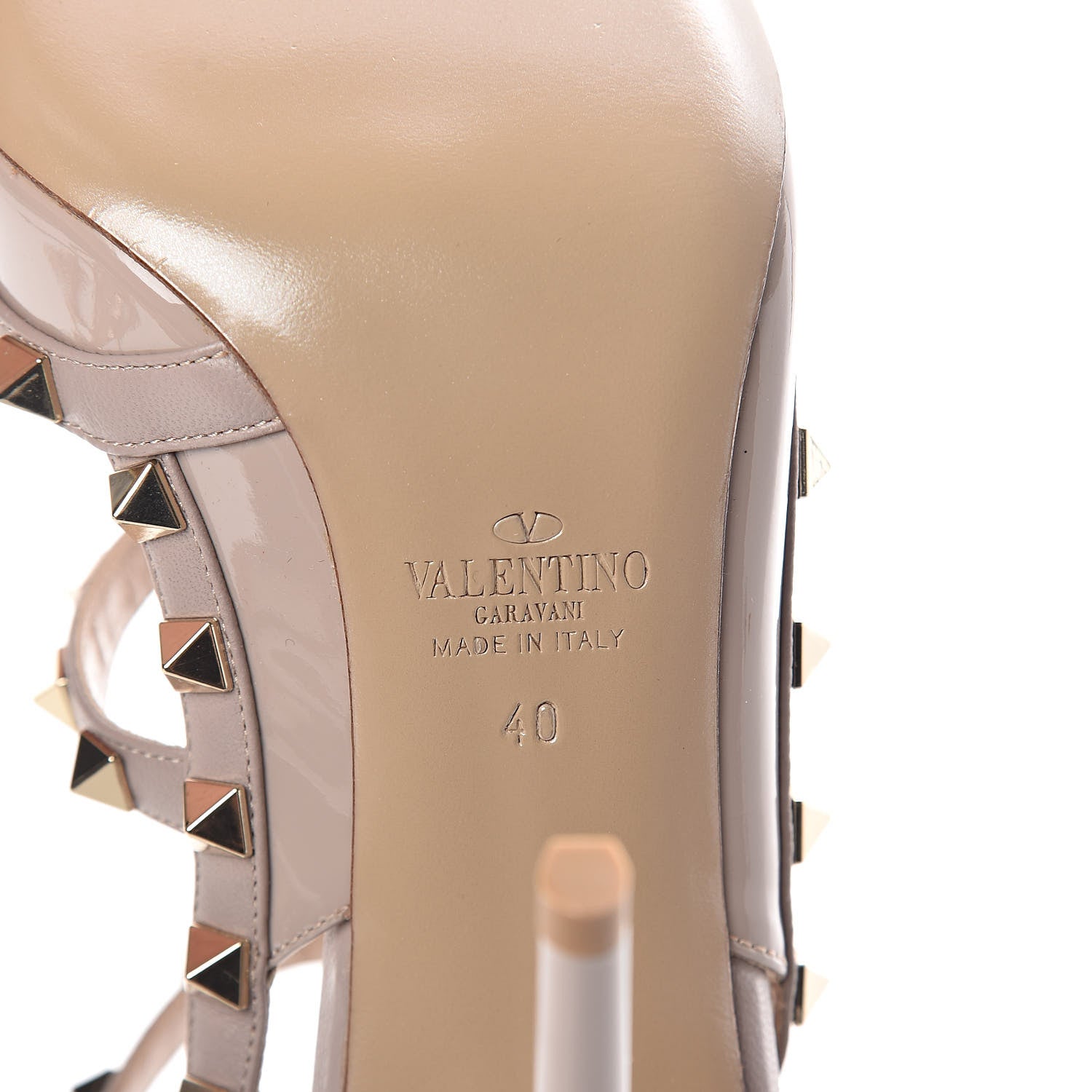 Valentino Garavani Patent Rockstud Ankle Strap Pumps 40 Poudre 6 of 7
