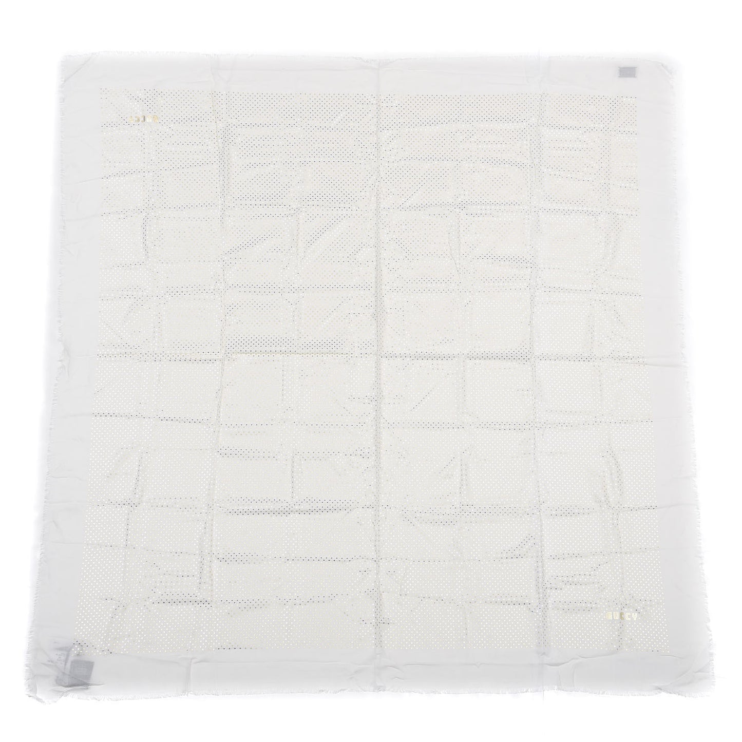 X SEGA Modal Silk Cashmere GUCCY Stars Print Scarf White Gold
