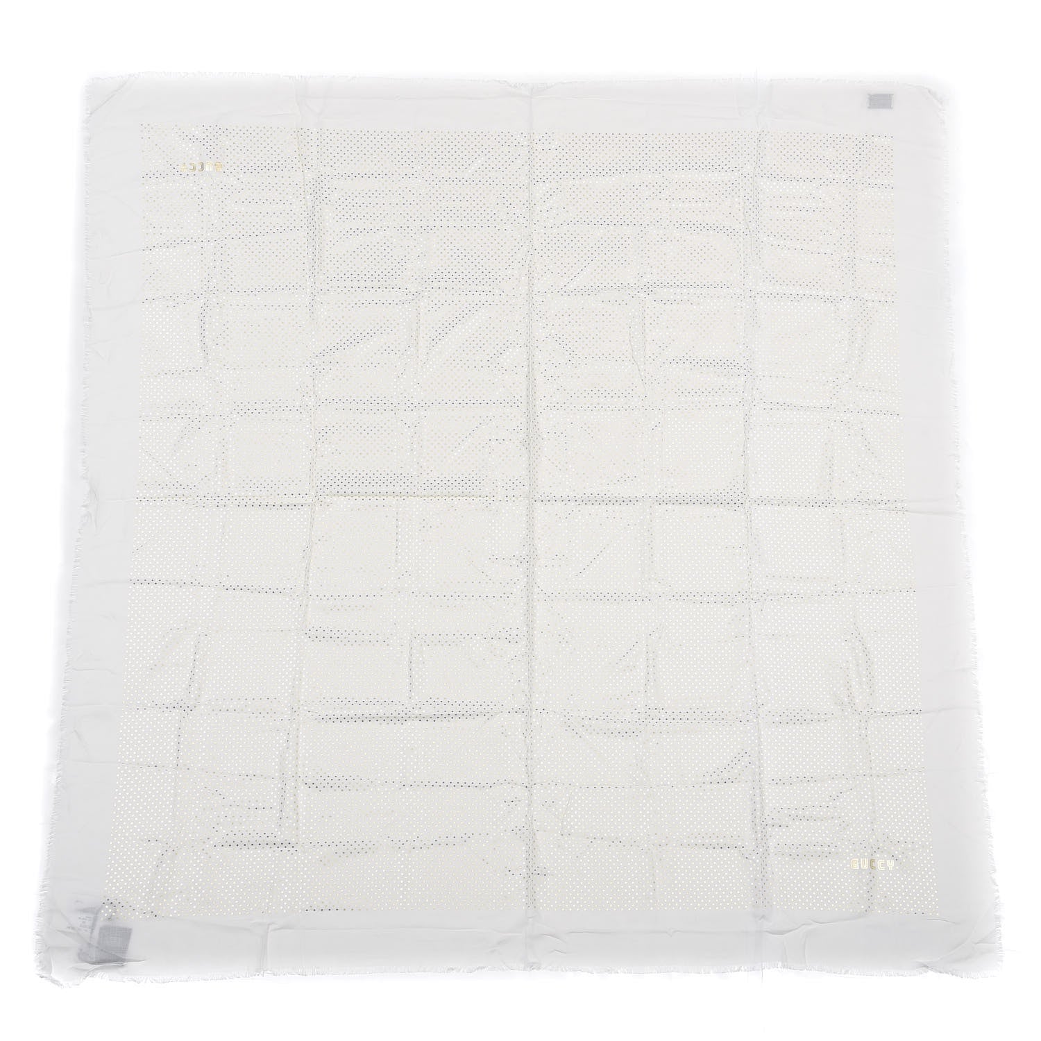 Gucci X SEGA Modal Silk Cashmere GUCCY Stars Print Scarf White Gold 1 of 4