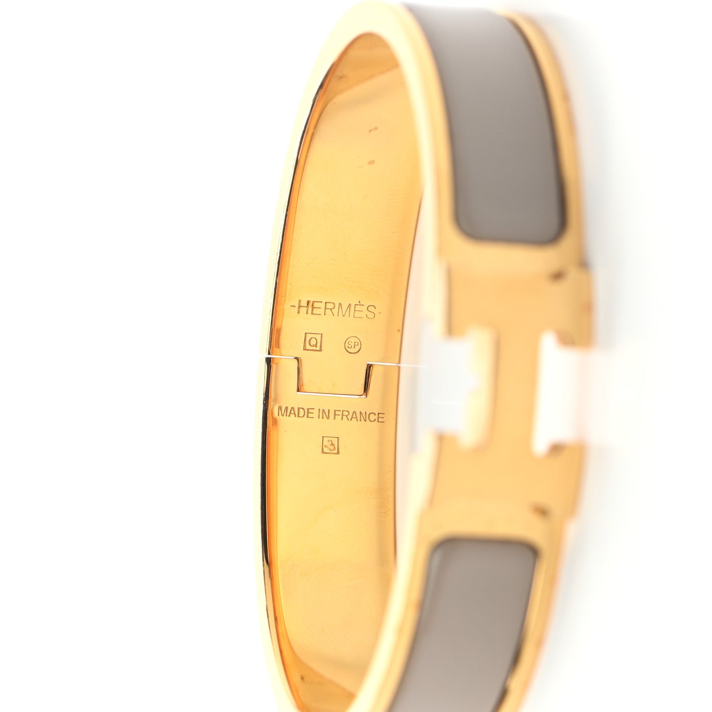 Enamel Narrow Clic Clac H Bracelet PM Marron Glace