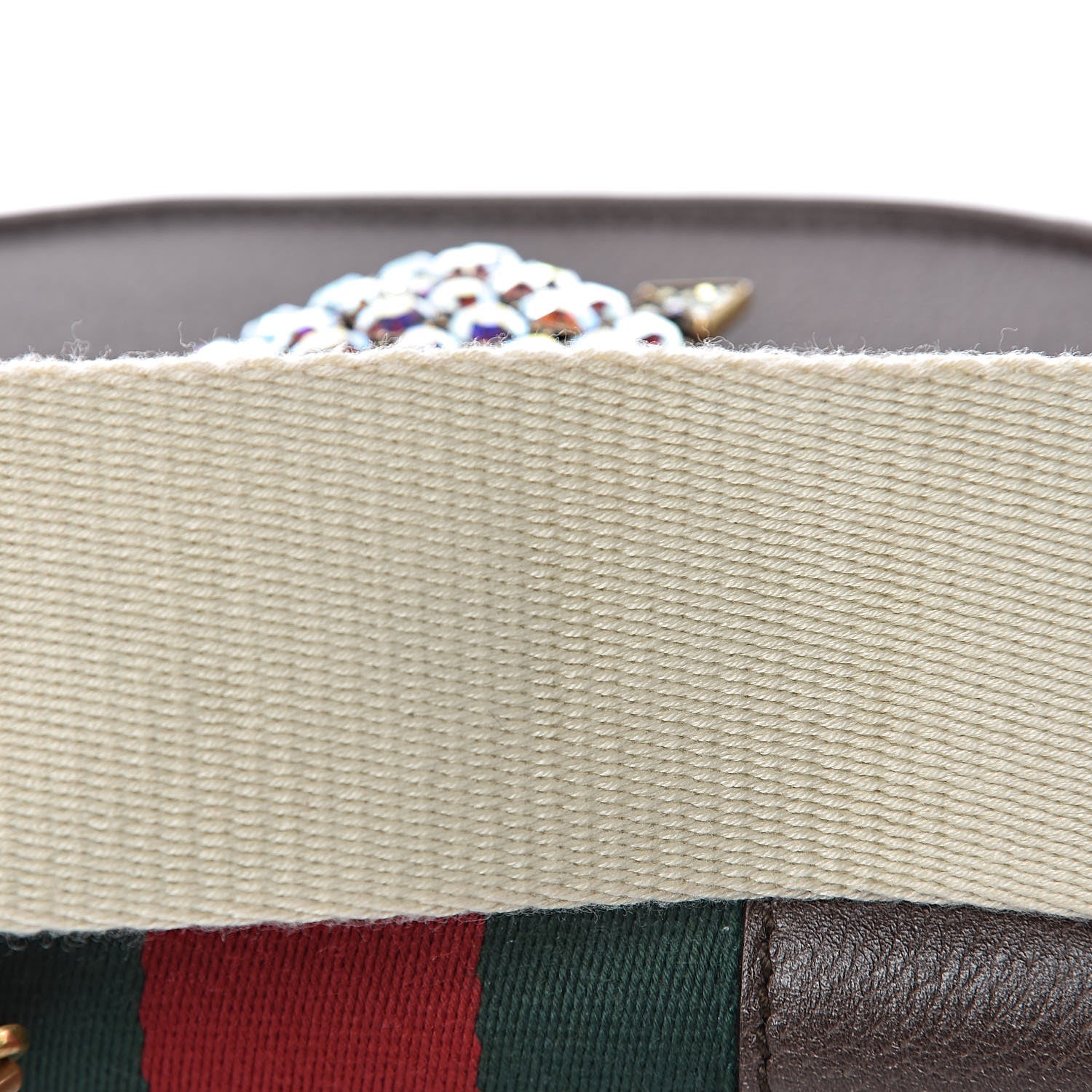 Gucci Textured Calfskin Web Crystal Heart Stripe Small Totem Shoulder Bag New Acero 10 of 12