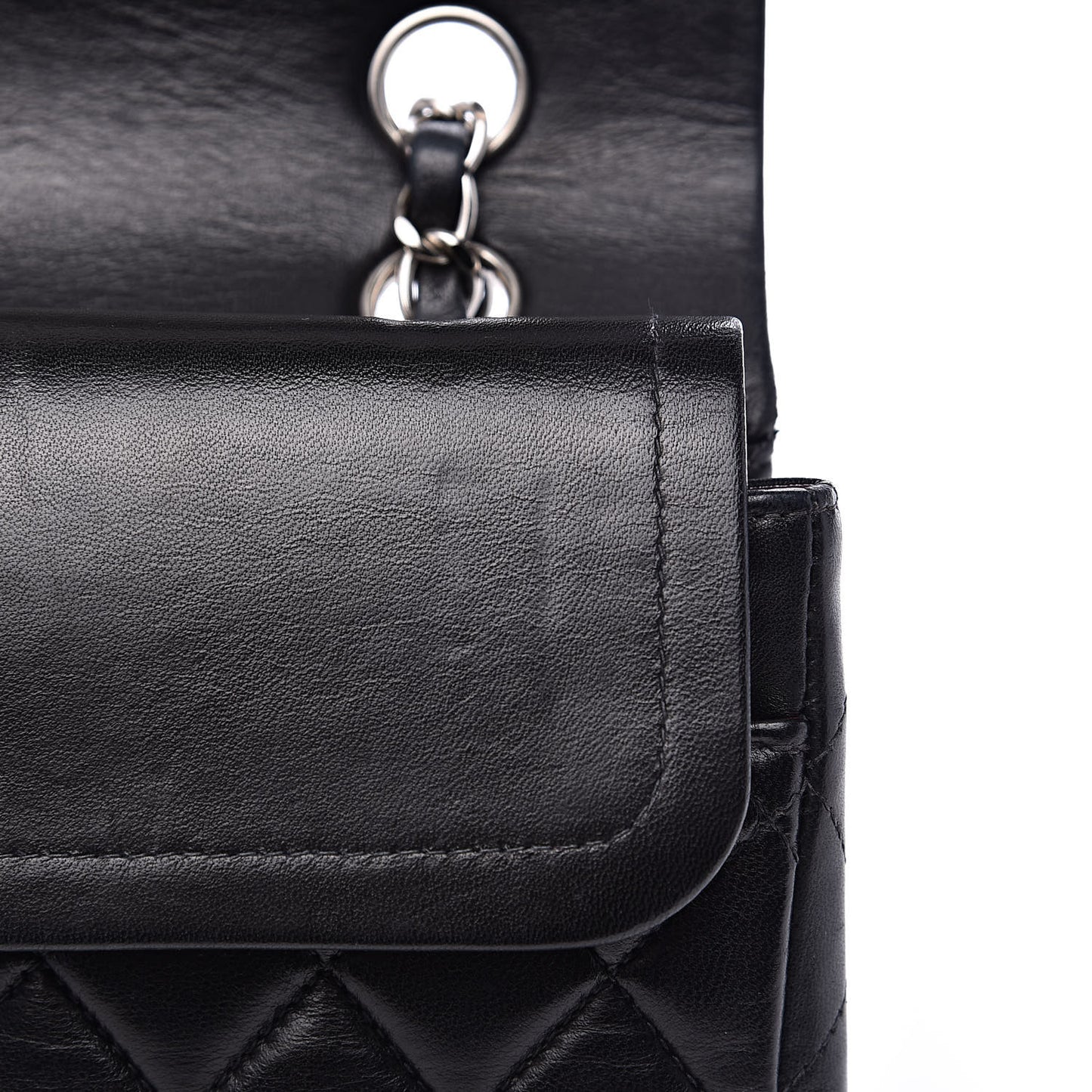 Lambskin Quilted Medium Double Flap Black