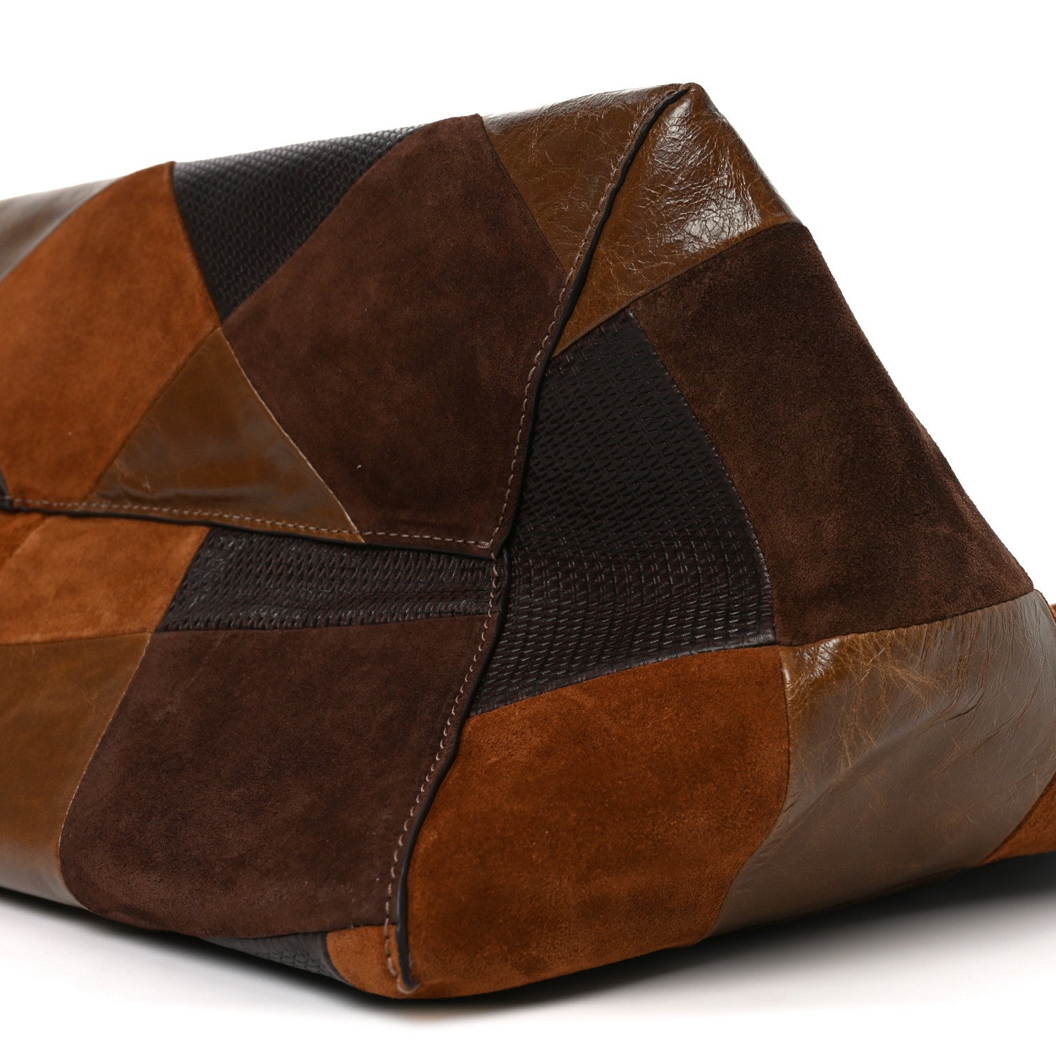 Marc Jacobs Calfskin Suede Patchwork The Sack Bag Brown Multicolor 9 of 9