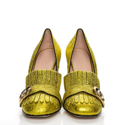 Gucci Galassia GG Marmont Fringe 105mm Loafer Pumps 36.5 Mimosa 2 of 8
