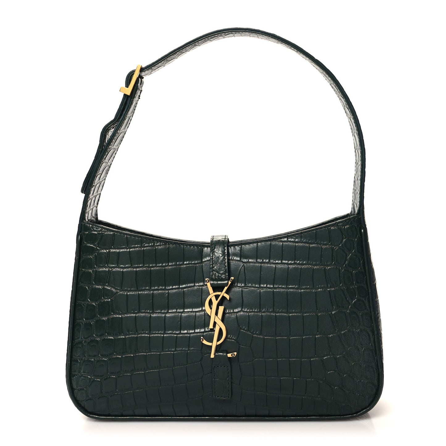 Calfskin Crocodile Embossed LE 5 A 7 Hobo Vert Fonce