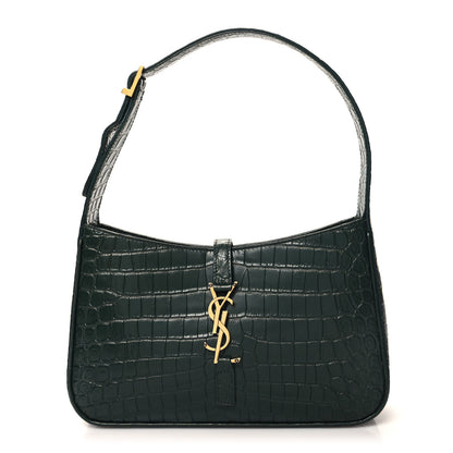 Saint Laurent Calfskin Crocodile Embossed LE 5 A 7 Hobo Vert Fonce 1 of 10