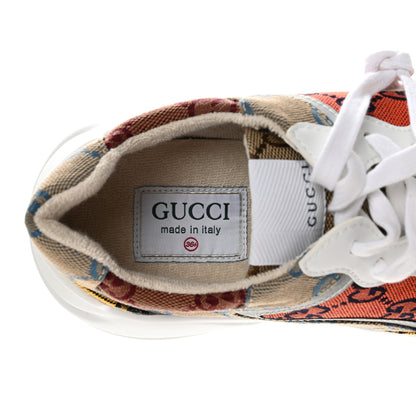 Gucci Monogram Multicolor Demetra Womens Rhyton Sneakers 36.5 Yellow Blue Great White Tabasco 7 of 10
