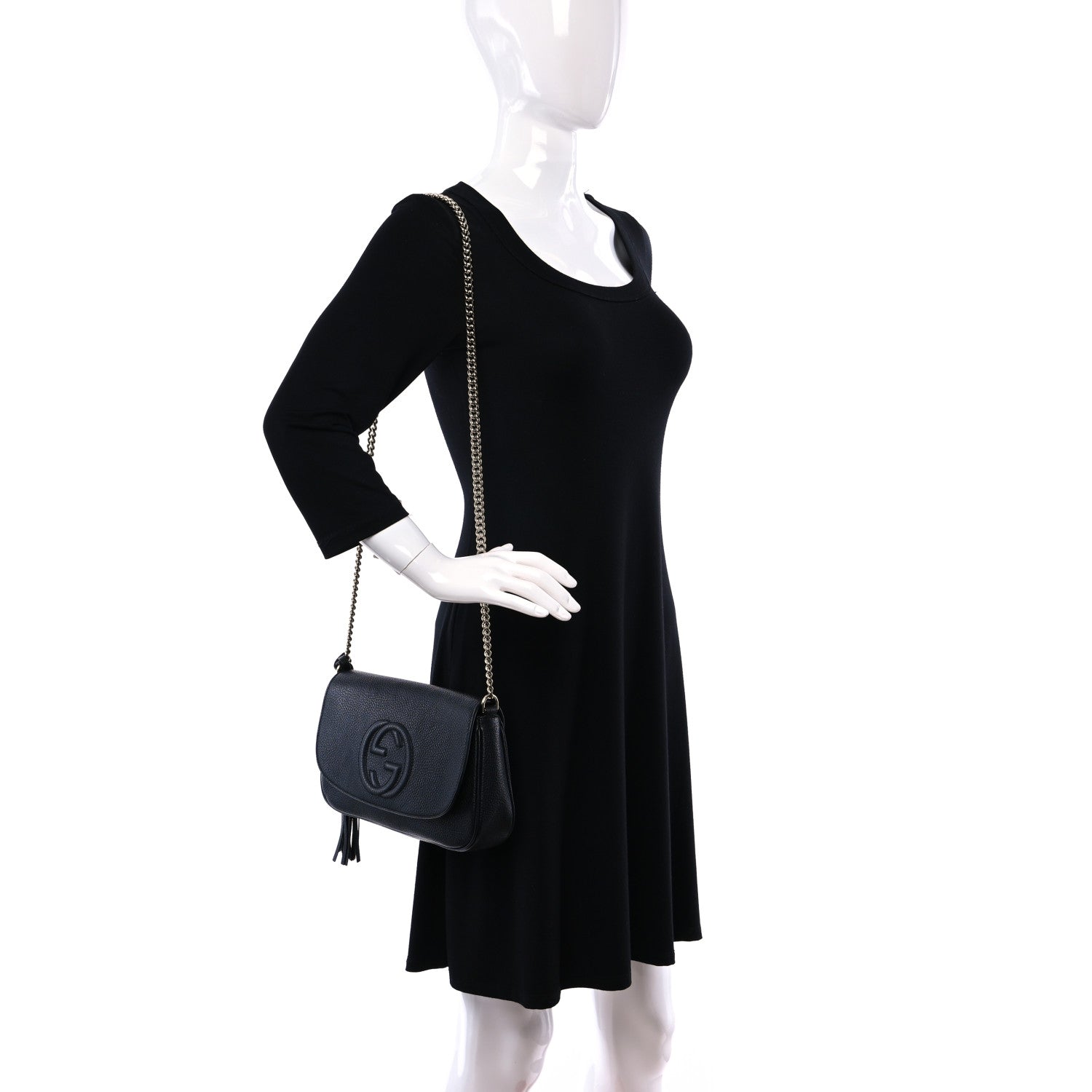 Gucci Pebbled Calfskin Medium Soho Flap Crossbody Black 2 of 12