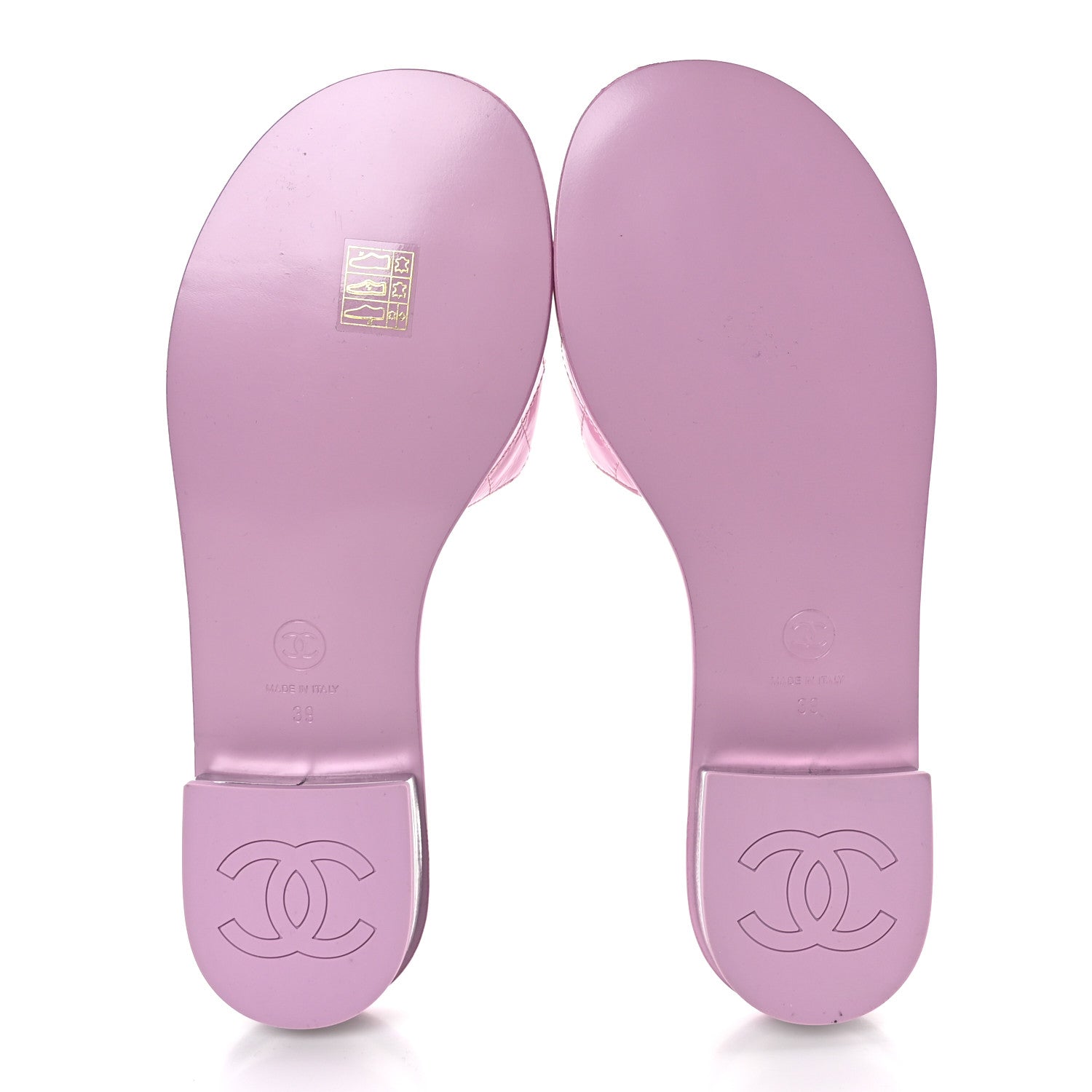 Chanel Patent Goatskin Quilted CC Mules Sandals 39 Pink 5 of 8