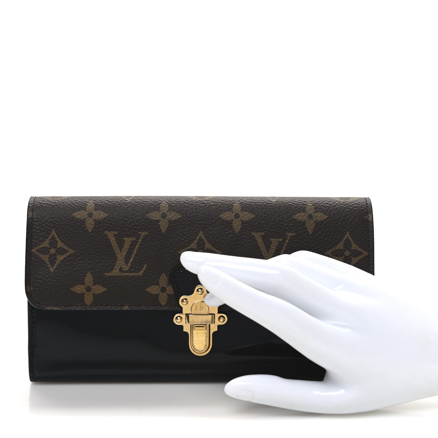 Louis Vuitton Patent Calfskin Monogram Cherrywood Wallet Black 2 of 6