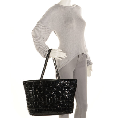 Chanel Vinyl Quilted Frozen Shopping Tote Black 2 of 7