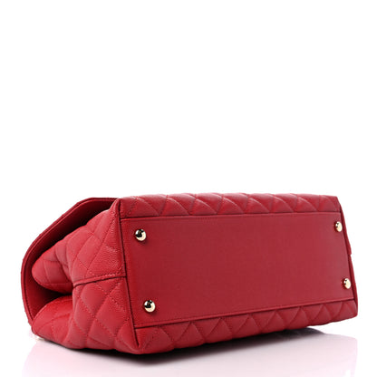 Chanel Caviar Lizard Embossed Quilted Small Coco Handle Flap Red 4 of 10