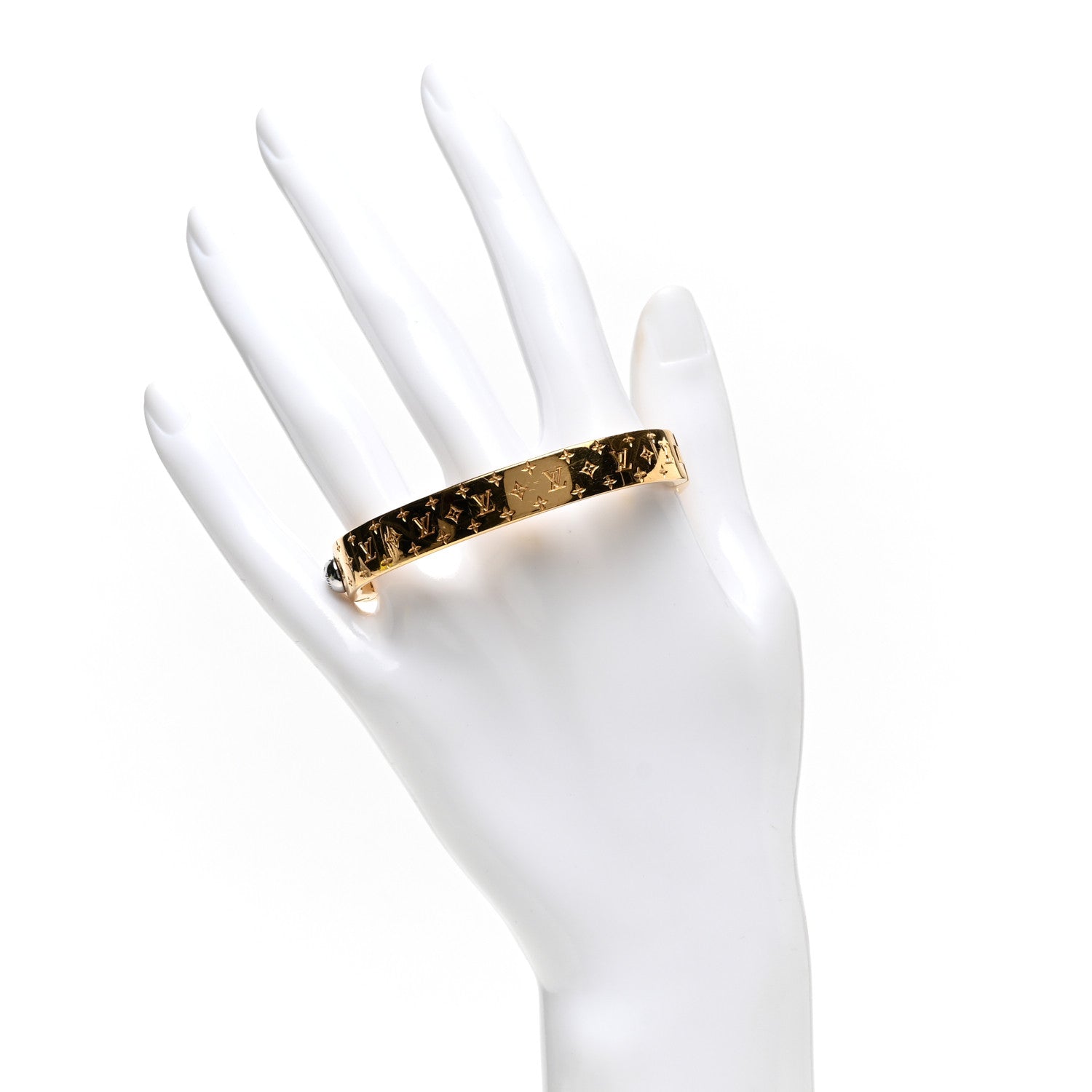 Louis Vuitton Brass Monogram Nanogram Cuff S Gold 2 of 6