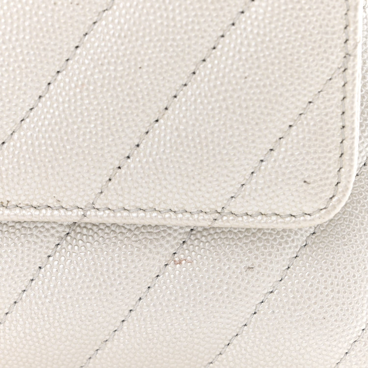 Chanel Iridescent Caviar Chevron Quilted Mini Coco Handle Flap White 12 of 17