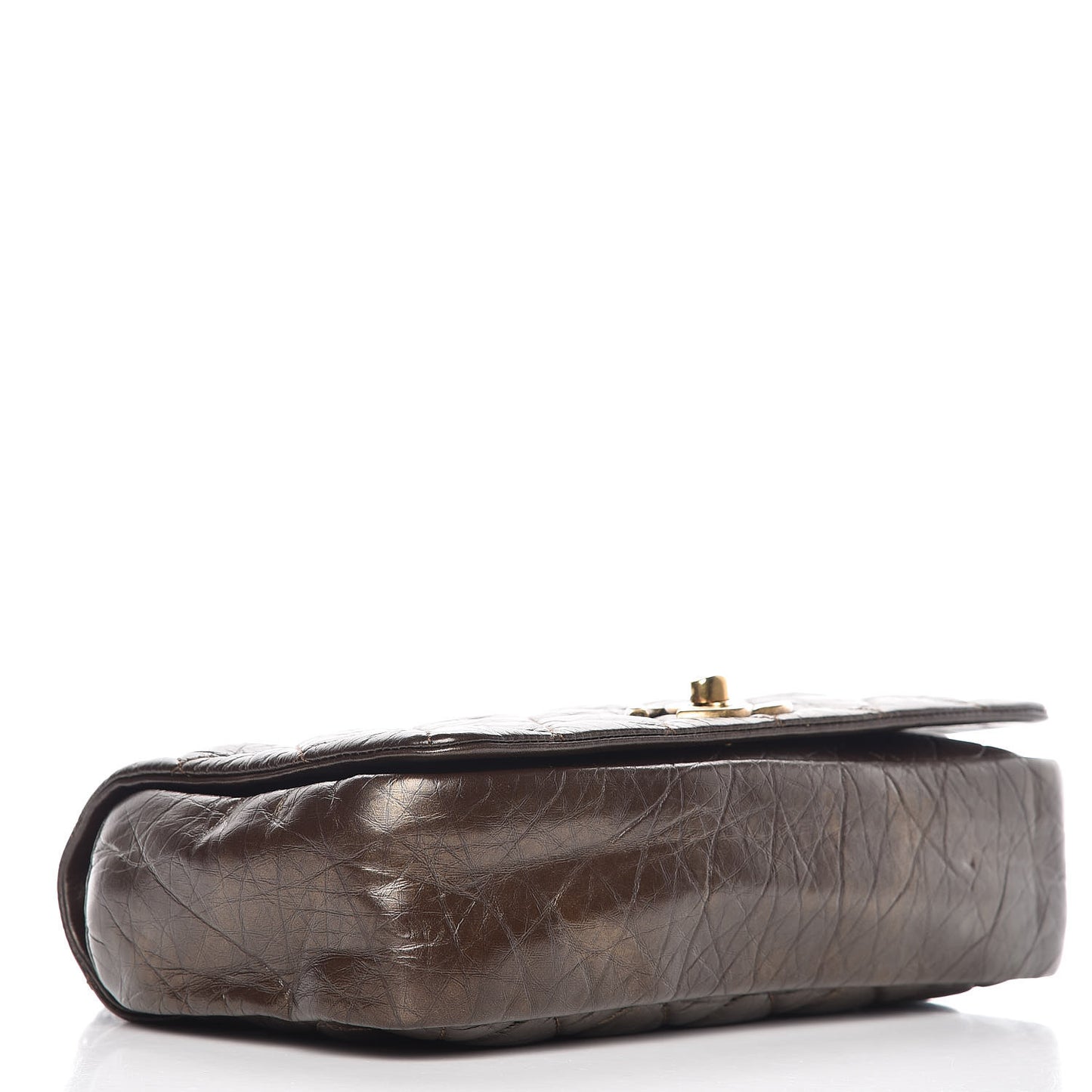 Metallic Aged Calfskin Quilted Medium Pondichery Flap Bronze