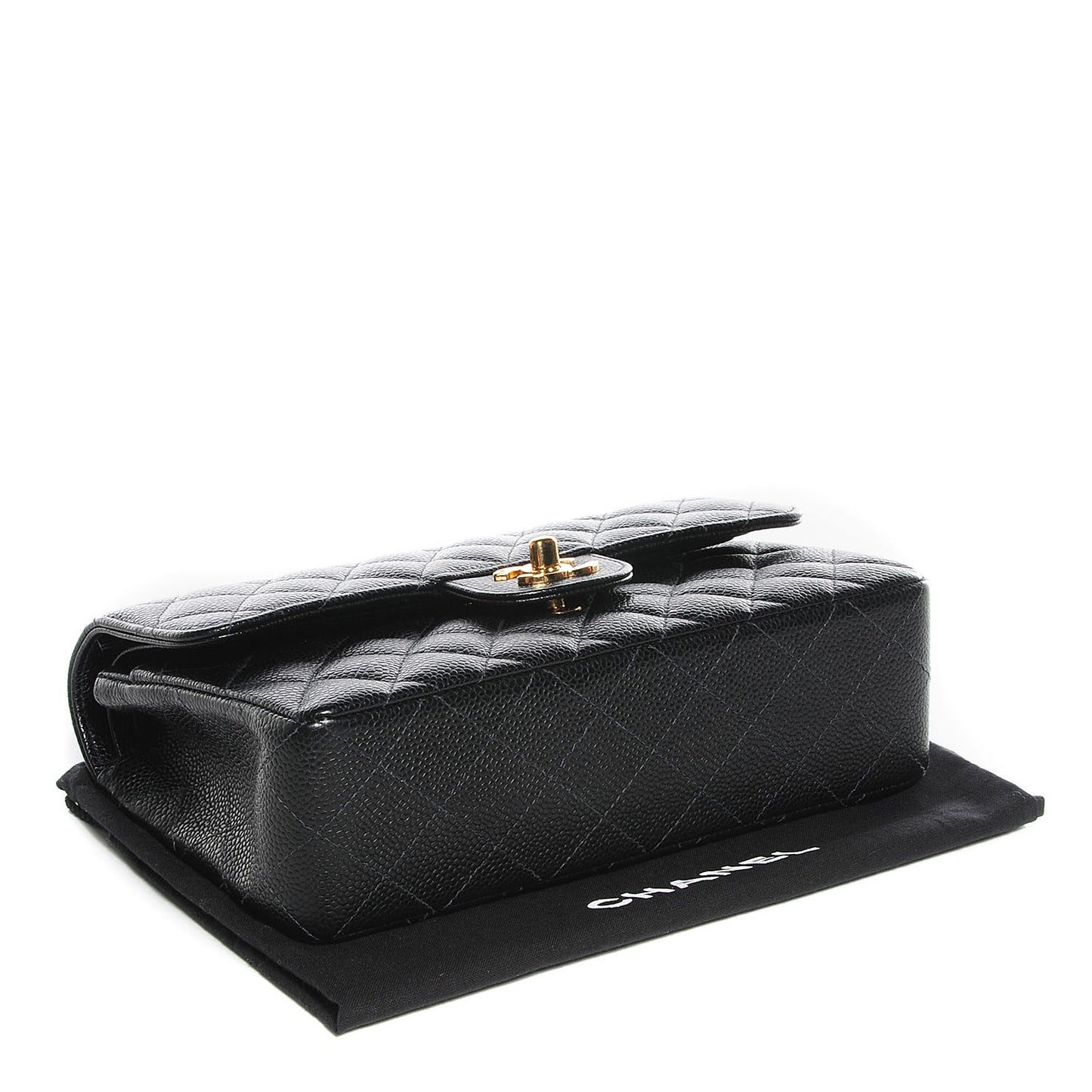 Caviar Quilted Small Double Flap Black