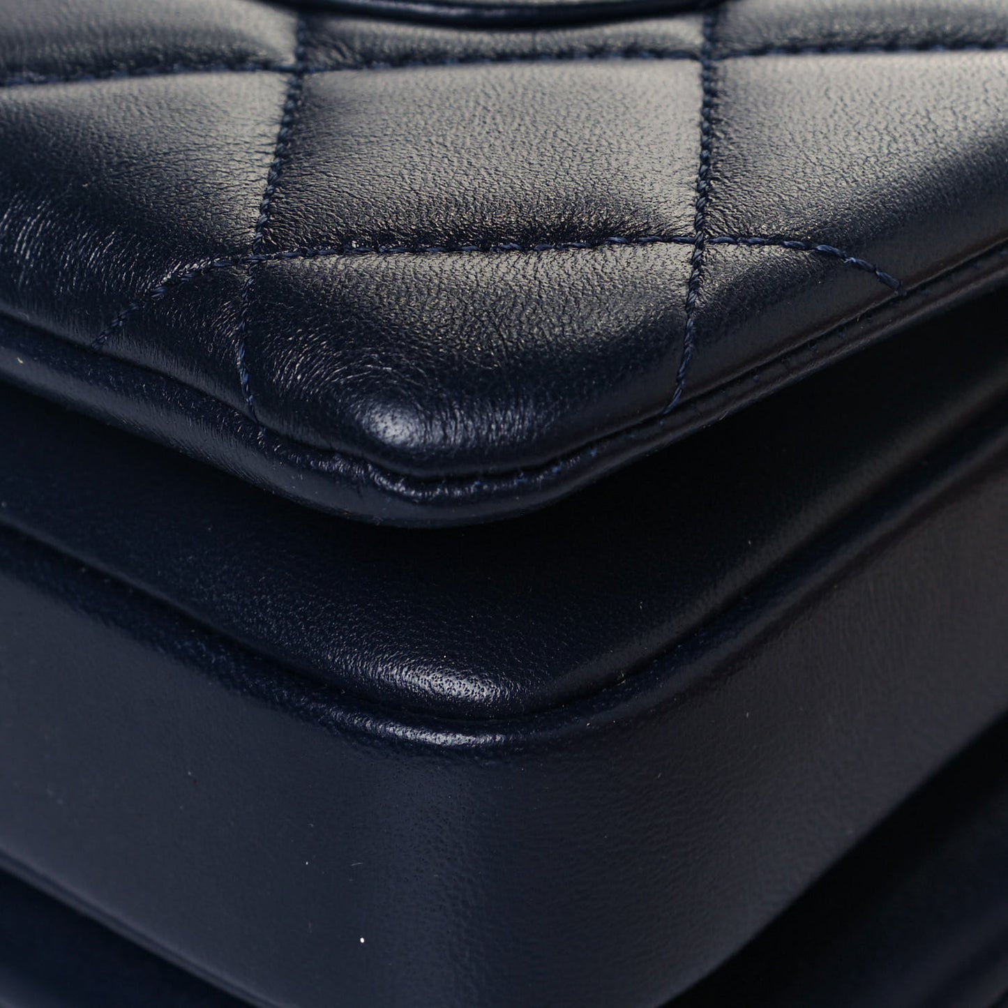 Lambskin Quilted Small Trendy CC Dual Handle Flap Bag Navy