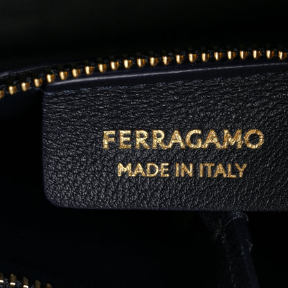 Salvatore Ferragamo Calfskin Small Hug Bag Midnight 6 of 12