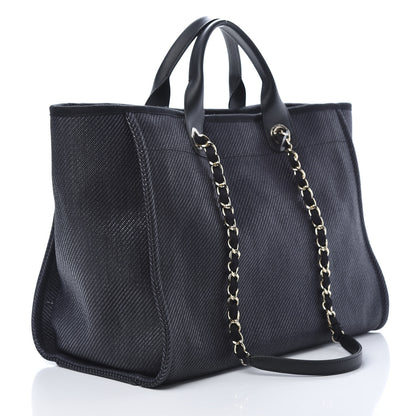 Chanel Mixed Fibers Calfskin Medium Deauville Tote Blue 3 of 10