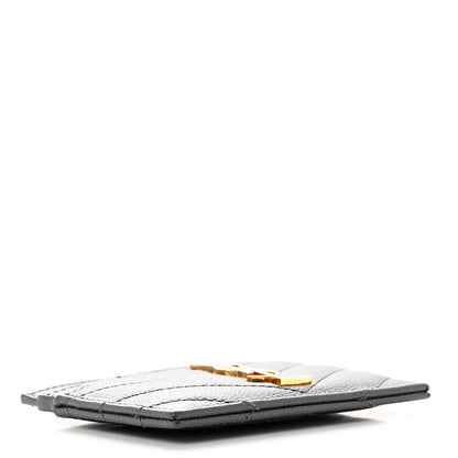 Saint Laurent Grain De Poudre Matelasse Chevron Monogram Credit Card Case Storm 4 of 7