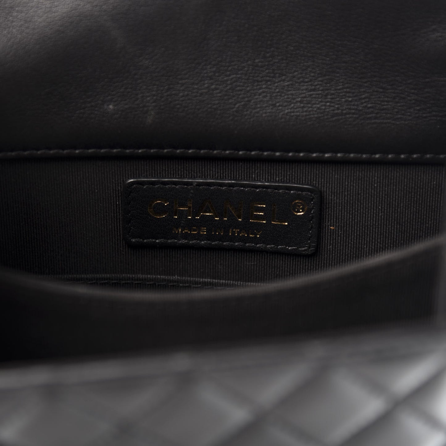 Calfskin Quilted North South Boy Flap Black