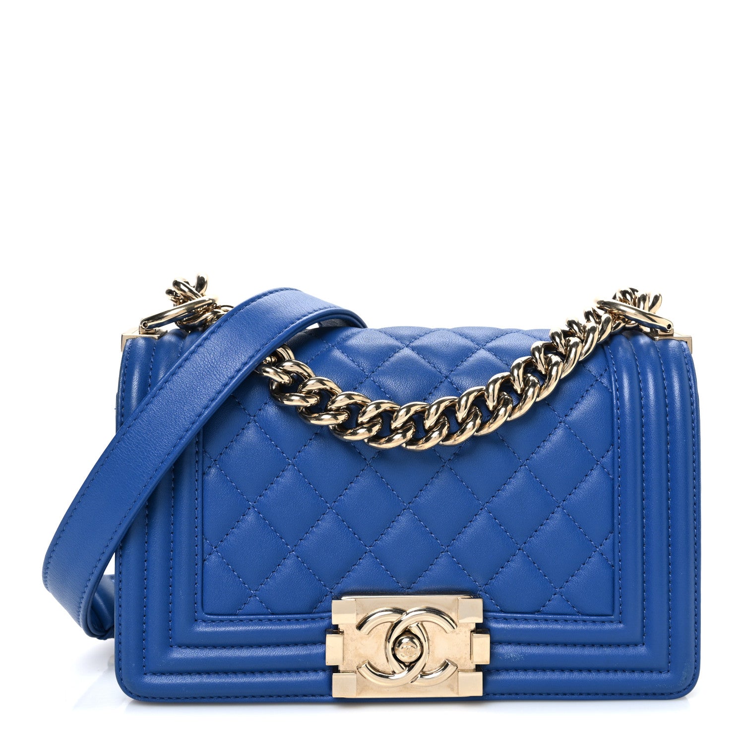 Chanel Lambskin Quilted Small Boy Flap Blue 1 of 12