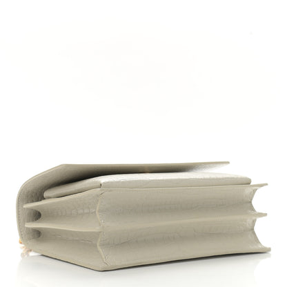 Saint Laurent Calfskin Crocodile Embossed Medium Monogram Sunset Blanc Vintage 4 of 11
