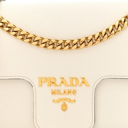 Prada Saffiano Flap Shoulder Bag Bianco 9 of 13