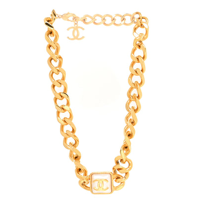 Chanel Pearl CC Chain Link Choker Necklace Gold 3 of 5