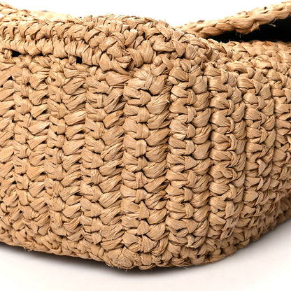 Saint Laurent Raffia Calfskin Monogram Medium Niki Chain Satchel Natural 9 of 12