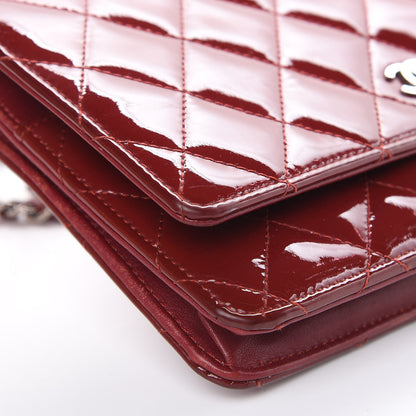 Chanel Patent Quilted Wallet On Chain WOC Red 9 of 21