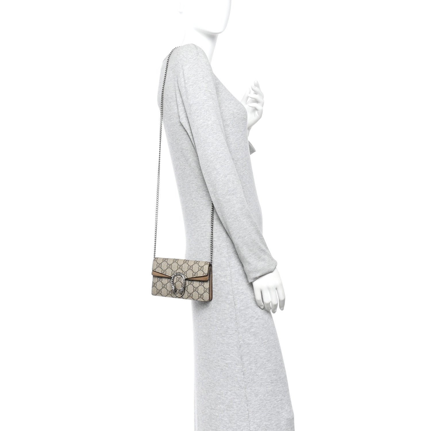 Gucci GG Supreme Monogram Super Mini Dionysus Shoulder Bag Taupe 2 of 12