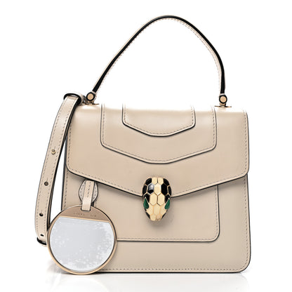 Bulgari Calfskin Serpenti Forever Top Handle White 3 of 10