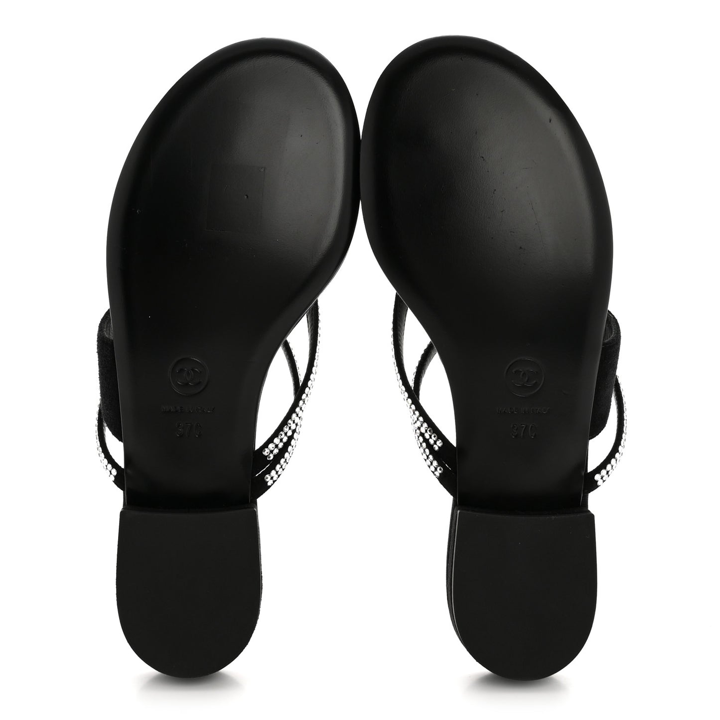 Suede Calfskin Strass Star Sandals 37 Black