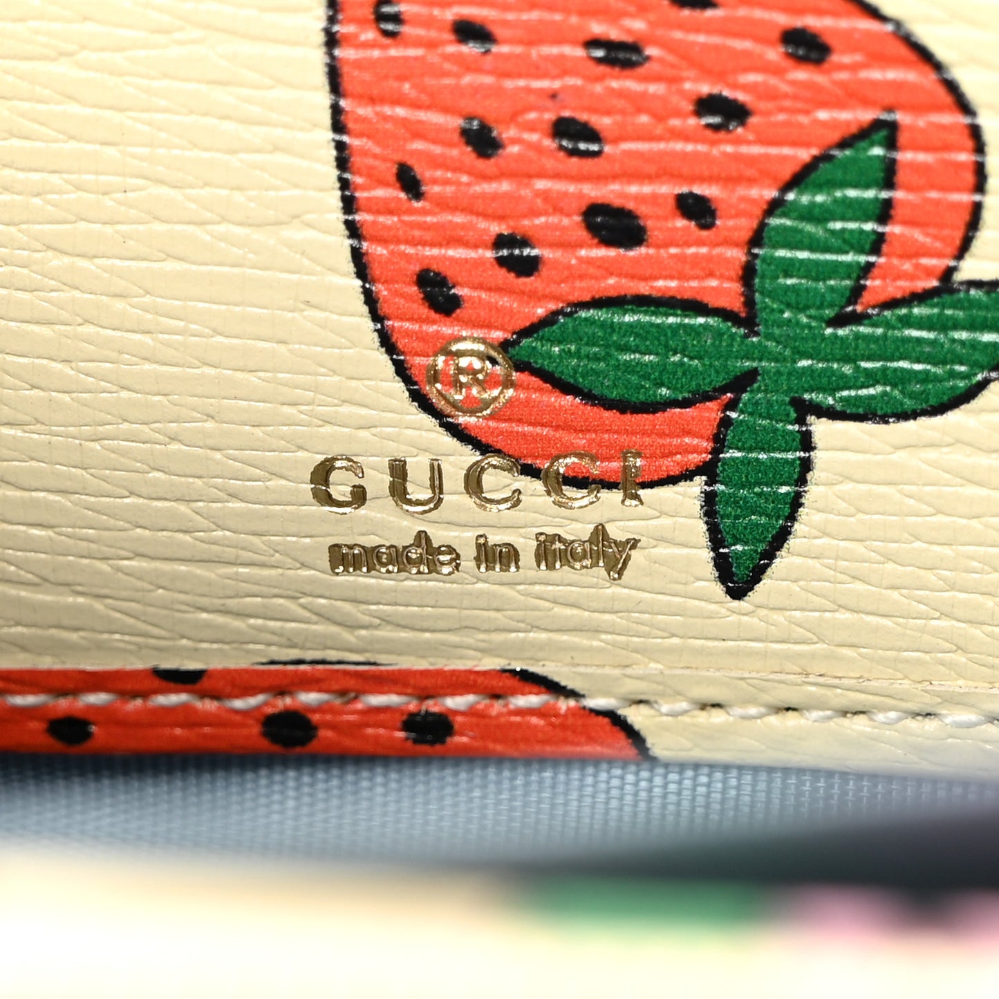 Grainy Calfskin Strawberry Zumi Zip Around Wallet Ivory Red