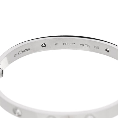 Cartier 18K White Gold 4 Diamond Love Bracelet 17 6 of 9