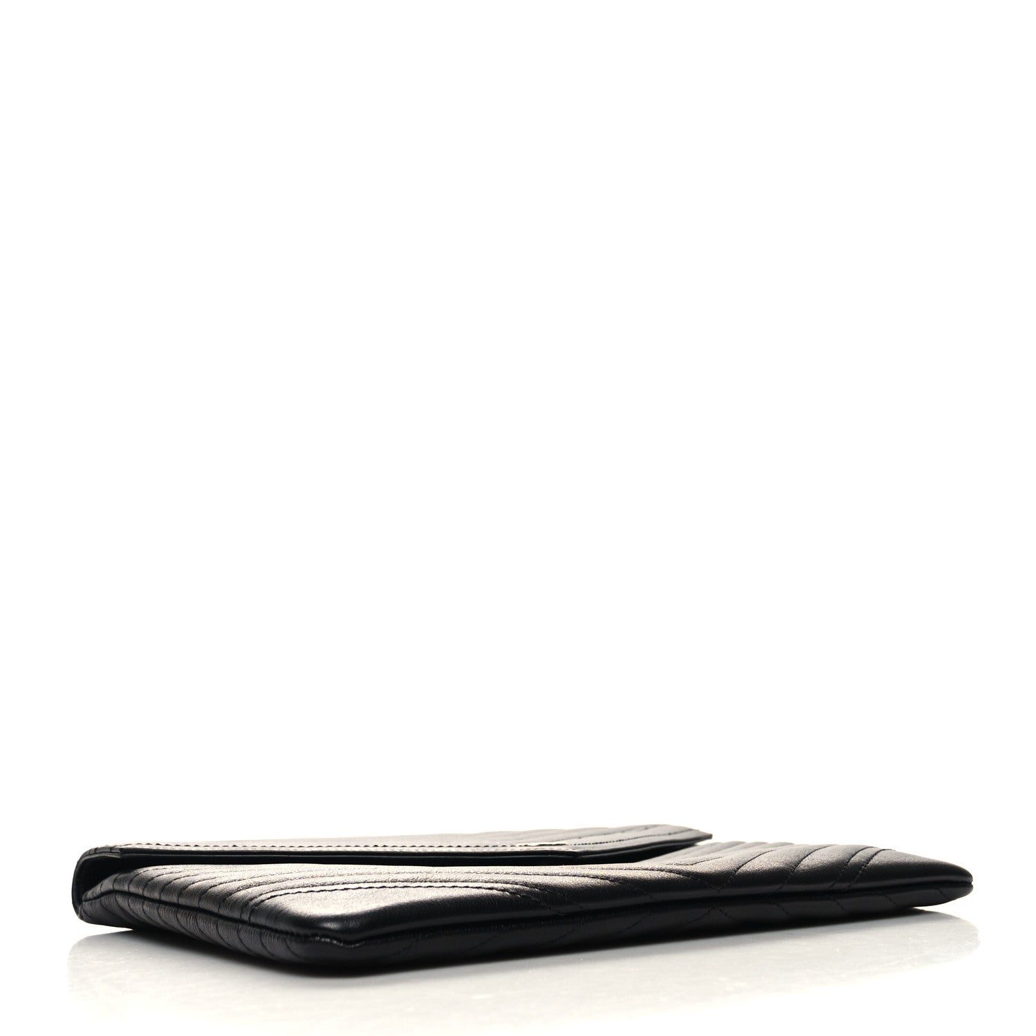 Chanel Calfskin Chevron Quilted Small Envelope Clutch Black 4 of 11