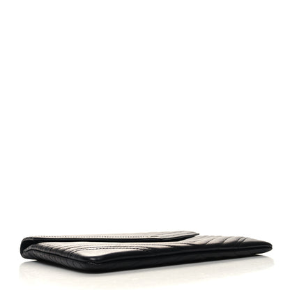 Chanel Calfskin Chevron Quilted Small Envelope Clutch Black 4 of 11