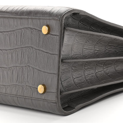 Saint Laurent Calfskin Crocodile Embossed Small Sac De Jour Fog 9 of 12