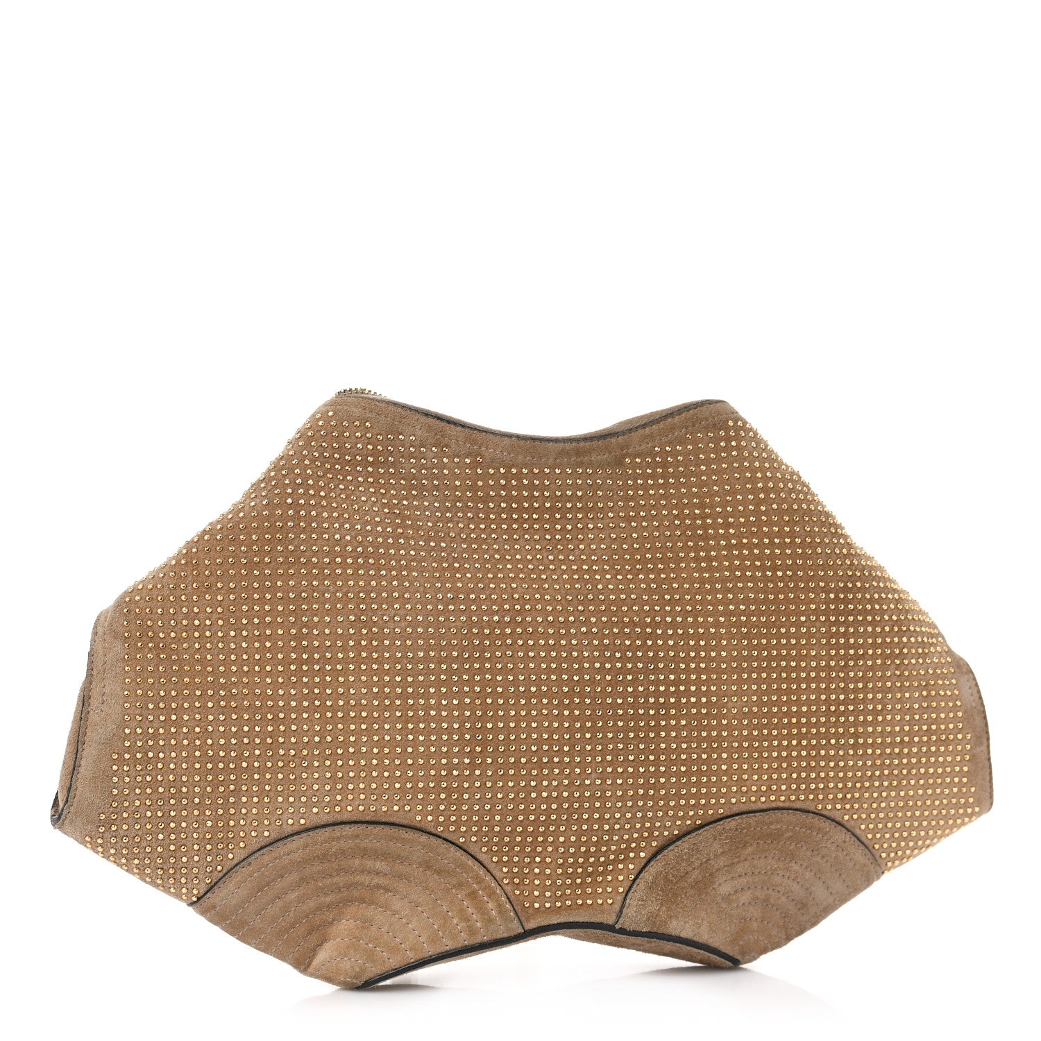 Alexander McQueen Suede Studded De Manta Clutch Light Brown 3 of 9