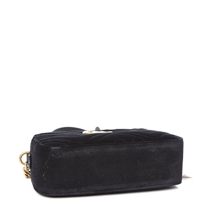 Gucci Velvet Matelasse Small GG Marmont Chain Shoulder Bag Black 4 of 10