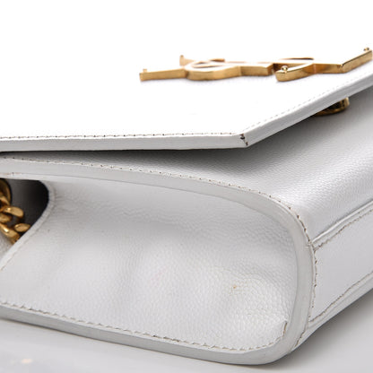 Saint Laurent Grain De Poudre Small Monogram Kate Satchel Optical White 8 of 10