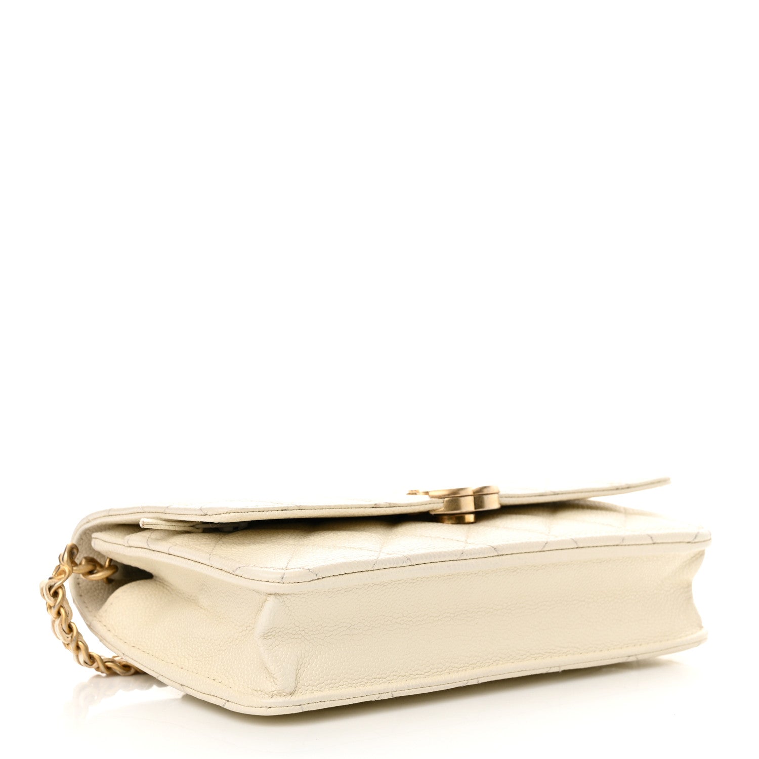Chanel Shiny Caviar Quilted Chain Melody Wallet on Chain WOC White 4 of 14