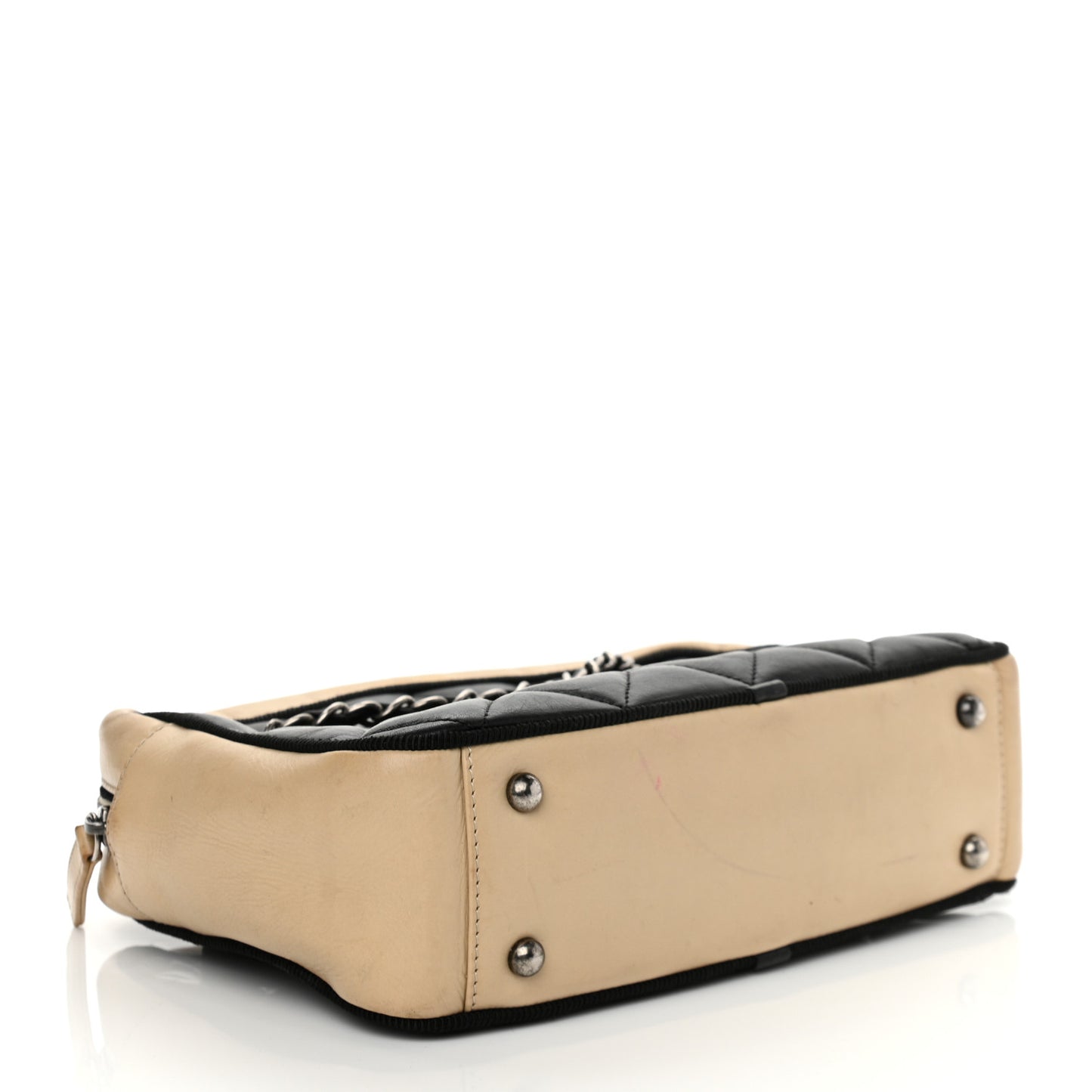 Calfskin Quilted Small Ballerine Camera Case Black Beige